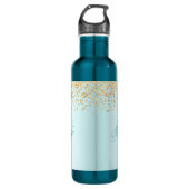 Slijpend seafoamblauw met goudglitter Sparkle Waterfles (Voorkant)