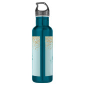 Slijpend seafoamblauw met goudglitter Sparkle Waterfles (Achterkant)
