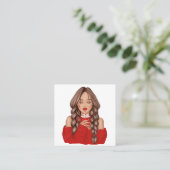 Slijpmiddel van warme chocolade in de winter in he vierkante visitekaartje (Staand voorkant)