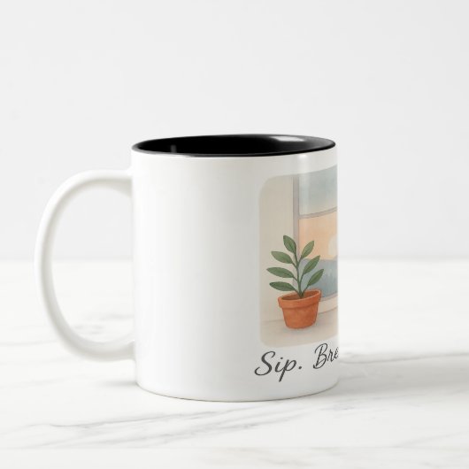 "Slik. Adem. Begin." Tweekleurige Koffiemok (Links)