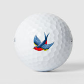 Slik blauw rood Tattoo Golfballen (Voorkant)