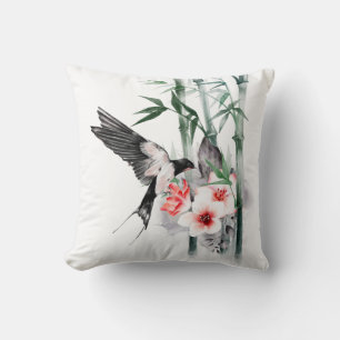 Slik door met Bamboe en bloemen Klassiek Kussen