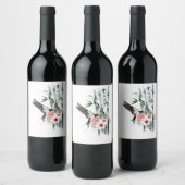 Slik door met Bamboe en bloemen Klassiek Wijn Etiket (Flessen)