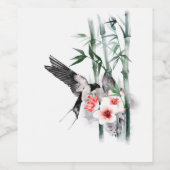 Slik door met Bamboe en bloemen Klassiek Wijn Etiket (Enkel label)