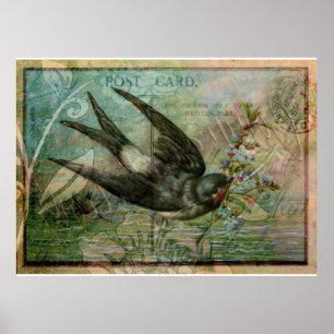 Slik door met Flowers Poster