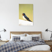 Slik door op een Wooden Ledge Canvas Afdruk (Insitu (Slaapkamer))
