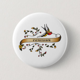 Slik en blader door met feminisme ronde button 5,7 cm