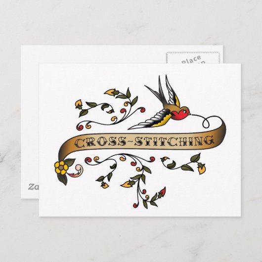 Slik en blader door met kruisstikken briefkaart (Voorkant / Achterkant)