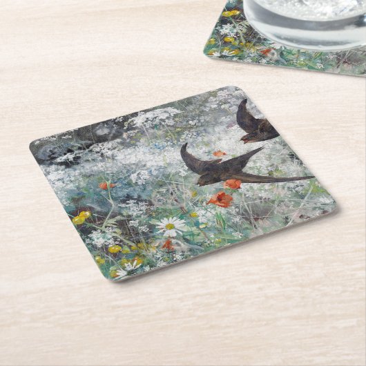 Slik en bloemveld Bruno Liljefors Kartonnen Onderzetters (Schuin)