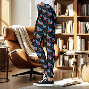 Slik rood blauw Tattoo door Leggings