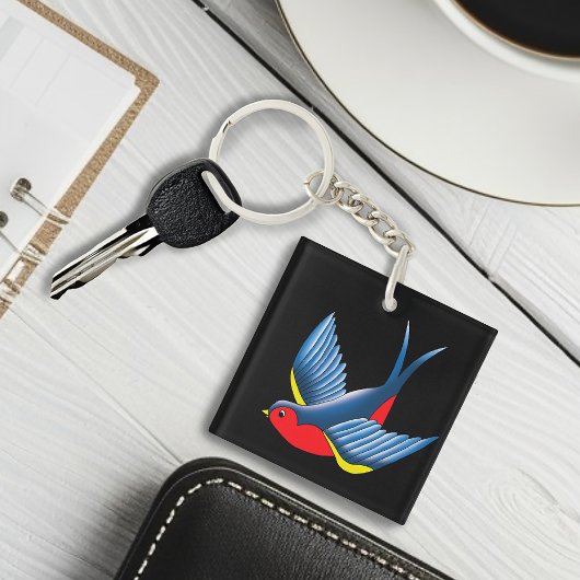 Slik rood blauw Tattoo door Sleutelhanger