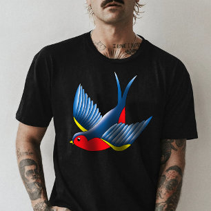 Slik rood blauw Tattoo door T-shirt