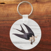 Slik Tailed Hawk door met een slang op Rustic Grey Sleutelhanger (Voorkant)