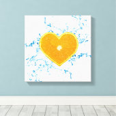 Slik van het Sinaasappel met de vorm van het hart Canvas Afdruk (Insitu (Houten vloer))