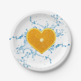 Slik van het Sinaasappel met de vorm van het hart Papieren Bordje