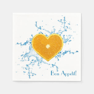 Slik van het Sinaasappel met de vorm van het hart Servetten