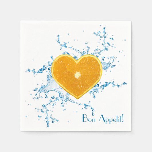 Slik van het Sinaasappel met de vorm van het hart Servetten (Voorkant)