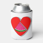 Slik van watermeloenen en rode harttekening blikjeskoeler (Blikje Voorkant)