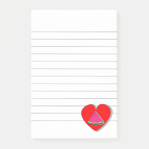 slik van watermeloenen en rode harttekening, gelij post-it® notes