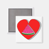 Slik van watermeloenen en rode harttekening magneet (Voorkant / Achterkant)