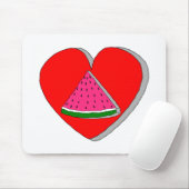 Slik van watermeloenen en rode harttekening muismat (Met muis)
