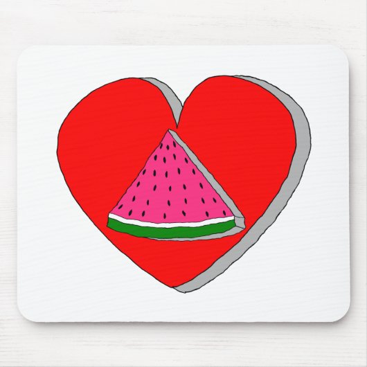 Slik van watermeloenen en rode harttekening muismat (Voorkant)