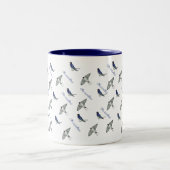 Slik vogel patroon tweekleurige koffiemok (Center)