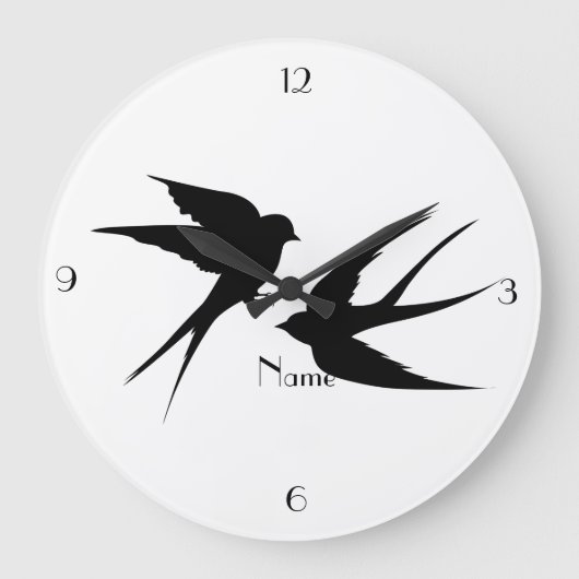 Slik vogels Silhouettes Thunder_Cove Grote Klok (Voorkant)