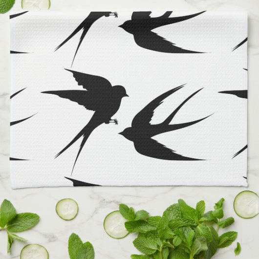 Slik vogels Silhouettes Thunder_Cove Theedoek (Gevouwen)