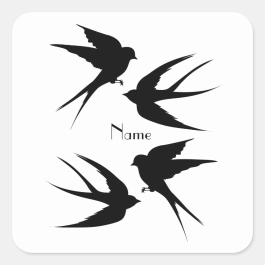 Slik vogels Silhouettes Thunder_Cove Vierkante Sticker (Voorkant)