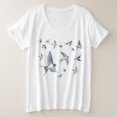 Slik vogels vliegen illustratie grote maat t-shirt (Design voorkant)