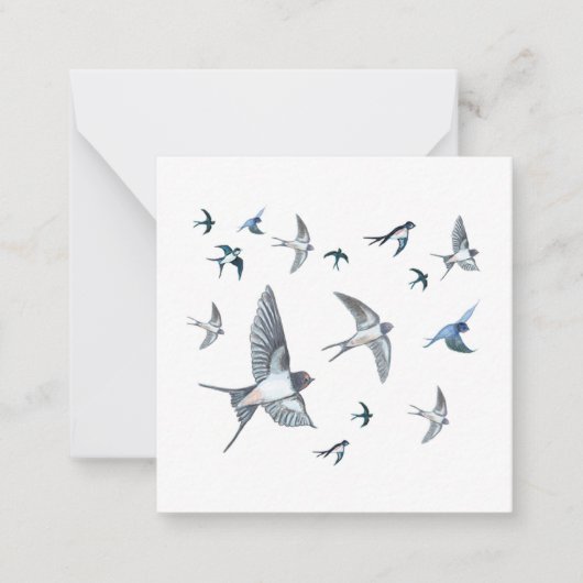 Slik vogels vliegen illustratie notitiekaartje (Voorkant)