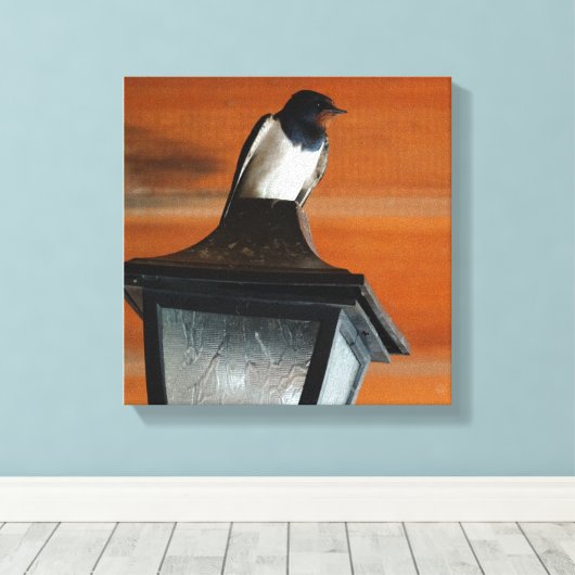 Slikken op een Lamp Foto Single Print Canvas (Insitu (Houten vloer))