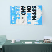 Slikkend op Melk en Sap Blauwe & Zwarte Hip Hop Spandoek (Beurs)
