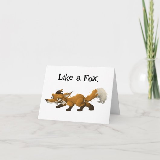 Slim als een Fox Funny Cartoon Joke Pun Kaart (Voorkant)