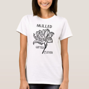 Slim, begaafd, bekwaam: minimalistische bloem t-shirt