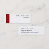 Slim Black White Red Stripe Chic-Visitekaartje Mini Visitekaartje (Voorkant / Achterkant)