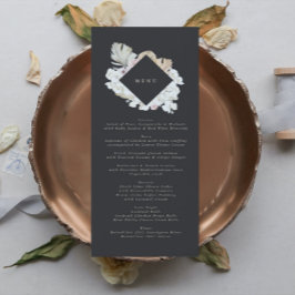 Slim Charcoal Cream Pampas Grass Floral Wedding Menu