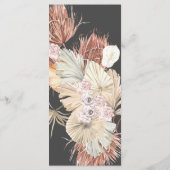 Slim Charcoal Cream Pampas Grass Floral Wedding Menu (Achterkant)