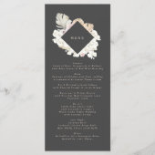 Slim Charcoal Cream Pampas Grass Floral Wedding Menu (Voorkant)