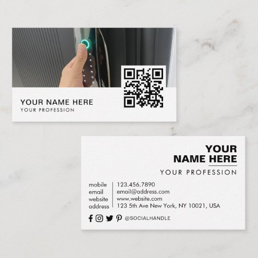 slim deurslot QR Code Visitekaartje (Voorkant / Achterkant)