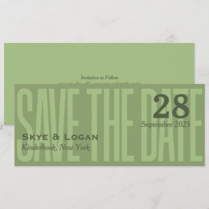 Slim Elegante Typografie Groen Opslag & Verzending Save The Date