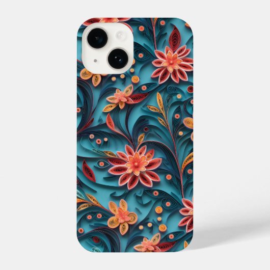Slim Fit Naadloze bloemenpapier patroon iPhone Cas iPhone Hoesje (Achterkant)