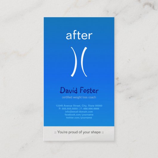 Slim fitness Body Weight Loss Coach Trainer Visitekaartje (Achterkant)