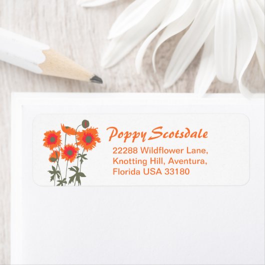 Slim grafische papaver antwoordt adresetiketten etiket (Insitu)