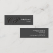 Slim Gray Calligraphy Monogram Visitekaartje (Voorkant / Achterkant)