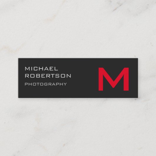 Slim Gray Monogram Fotografiet Visitekaartje (Voorkant)