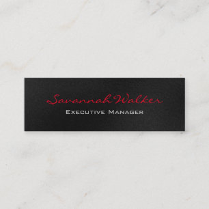 Slim Gray Red Script Professional Modern rendy Mini Visitekaartje