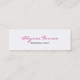 Slim Gray White Pink Professional Modern Trendy Mini Visitekaartje