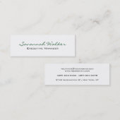 Slim Green White Handwriting Professional Trendy Mini Visitekaartje (Voorkant / Achterkant)